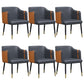 Glam Upholstered Arm Chair Faux Leather and Metal Dining Accent Chair Orange Black 6 Piece Set Clearhalo 'Dining Chairs' 'Dining Tables & Seating' 'dining_chair' 'furn' 'furn_dining_chair' 'Furniture' 'Kitchen & Dining Furniture' 6087228