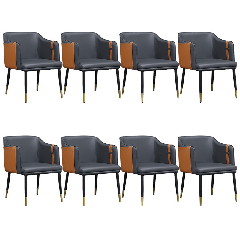 Glam Upholstered Arm Chair Faux Leather and Metal Dining Accent Chair Orange Black 8 Piece Set Clearhalo 'Dining Chairs' 'Dining Tables & Seating' 'dining_chair' 'furn' 'furn_dining_chair' 'Furniture' 'Kitchen & Dining Furniture' 6087230