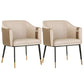 Glam Upholstered Arm Chair Faux Leather and Metal Dining Accent Chair Apricot-Brown 2 Piece Set Clearhalo 'Dining Chairs' 'Dining Tables & Seating' 'dining_chair' 'furn' 'furn_dining_chair' 'Furniture' 'Kitchen & Dining Furniture' 6087233