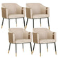 Glam Upholstered Arm Chair Faux Leather and Metal Dining Accent Chair Apricot-Brown 4 Piece Set Clearhalo 'Dining Chairs' 'Dining Tables & Seating' 'dining_chair' 'furn' 'furn_dining_chair' 'Furniture' 'Kitchen & Dining Furniture' 6087235