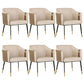 Glam Upholstered Arm Chair Faux Leather and Metal Dining Accent Chair Apricot-Brown 6 Piece Set Clearhalo 'Dining Chairs' 'Dining Tables & Seating' 'dining_chair' 'furn' 'furn_dining_chair' 'Furniture' 'Kitchen & Dining Furniture' 6087236