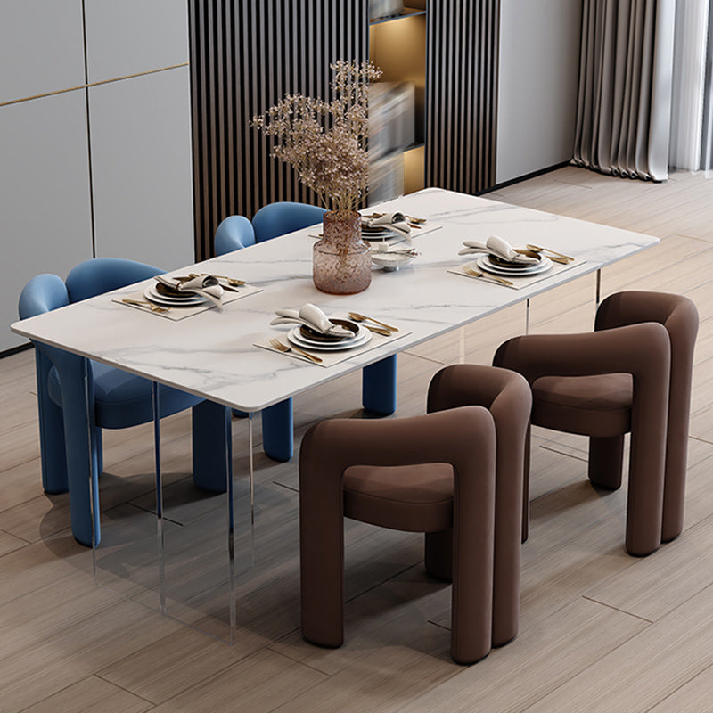 Modern Style Upholstered Dining Armchair Open Back Dining Arm Chair