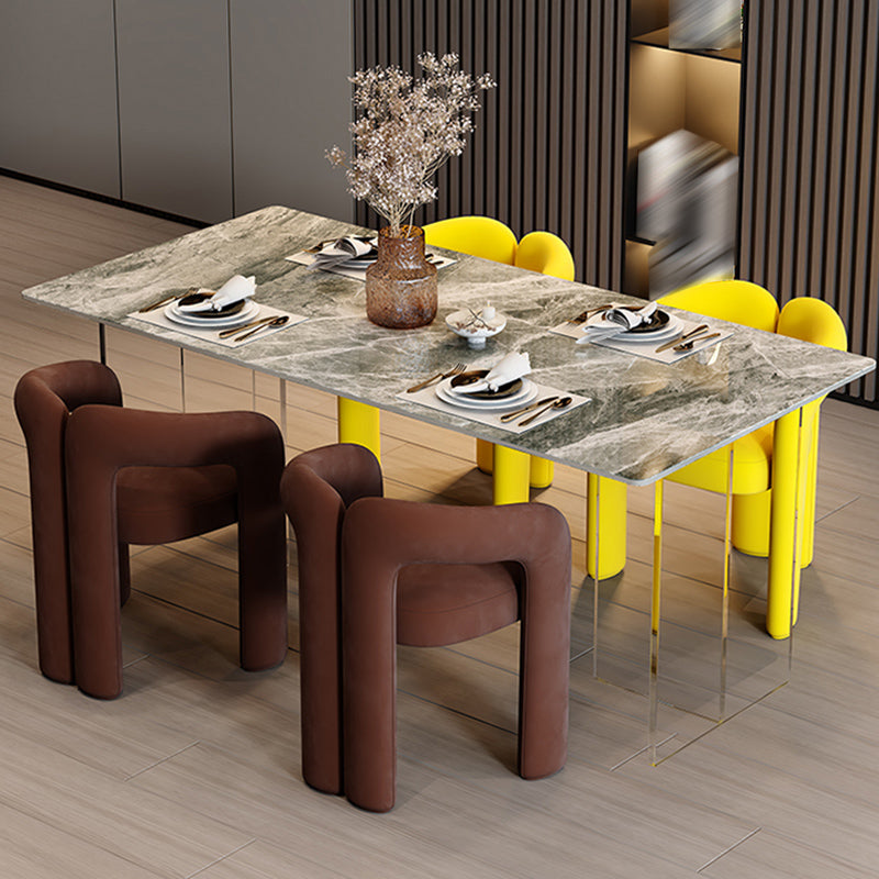 Modern Style Upholstered Dining Armchair Open Back Dining Arm Chair