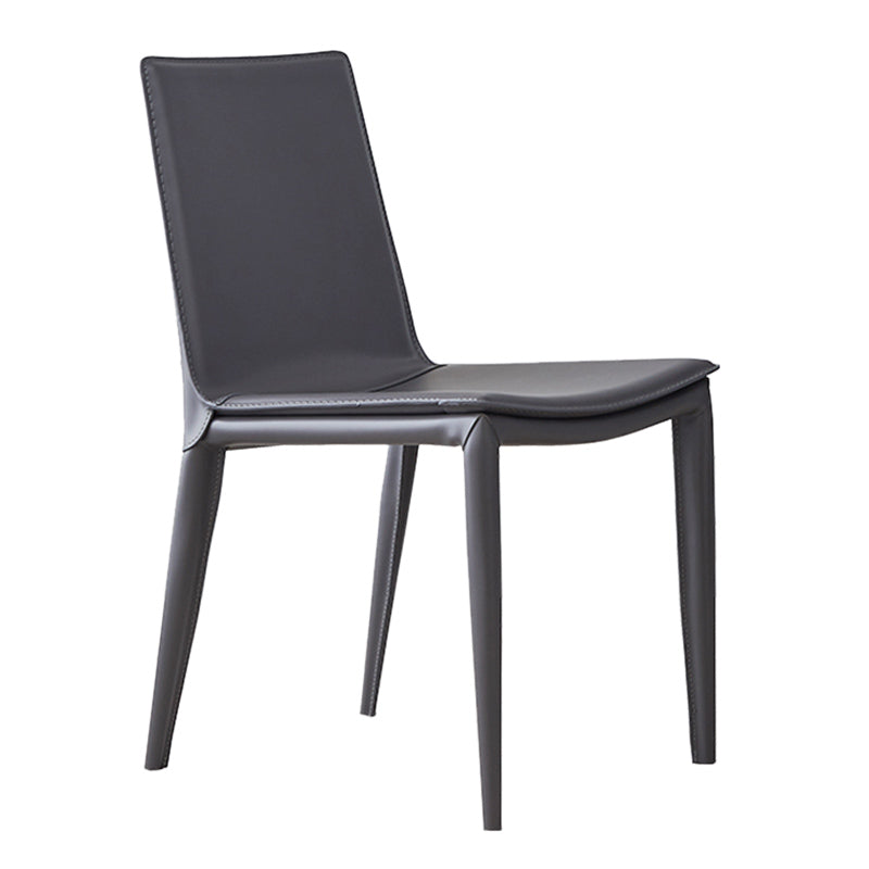 Faux Leather Matte Finish Dining Chair Modern Solid Back Side Chair