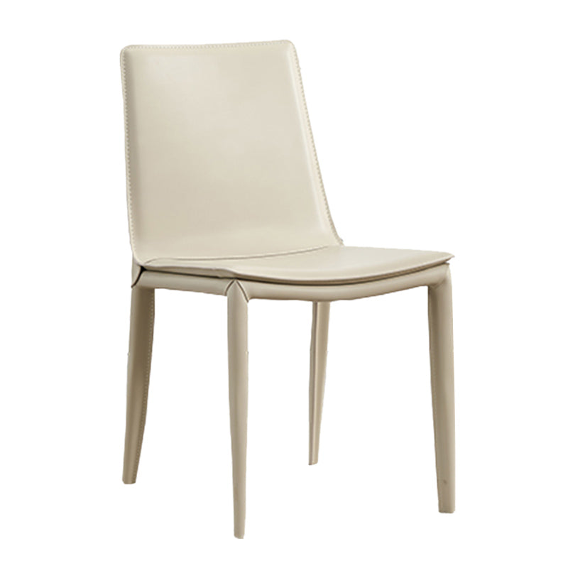 Faux Leather Matte Finish Dining Chair Modern Solid Back Side Chair