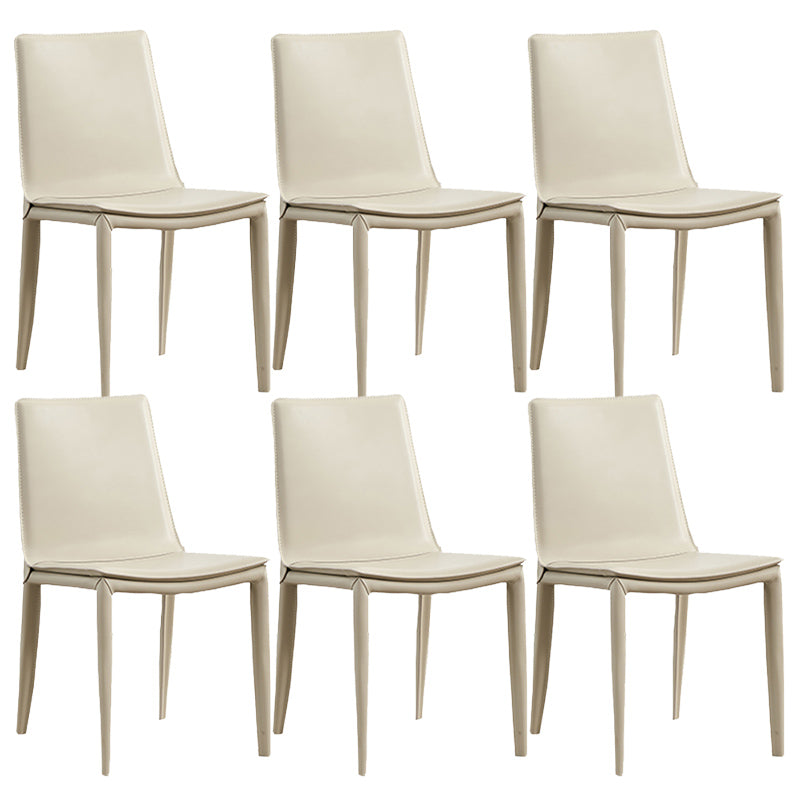 Faux Leather Matte Finish Dining Chair Modern Solid Back Side Chair