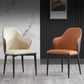 Modern Upholstered Dining Arm Chair Faux Leather and Metal Dining Chair