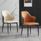 Modern Upholstered Dining Arm Chair Faux Leather and Metal Dining Chair