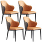Modern Upholstered Dining Arm Chair Faux Leather and Metal Dining Chair
