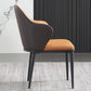 Modern Upholstered Dining Arm Chair Faux Leather and Metal Dining Chair