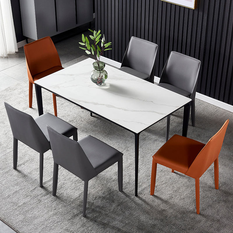 Faux Leather Armless Dining Chairs Contemporary Home Side Chair