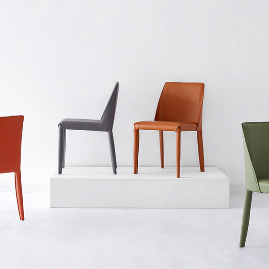 Faux Leather Armless Dining Chairs Contemporary Home Side Chair