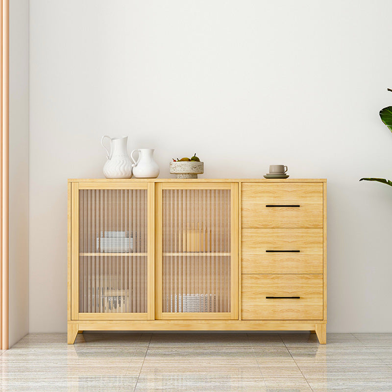 Modern Credenza Engineered Wood Sideboard Table with Sliding Glass Door Clearhalo 'buffet_sideboard' 'Buffets & Sideboards' 'furn' 'furn_buffet_sideboard' 'Furniture' 'Kitchen & Dining Furniture' 6087442