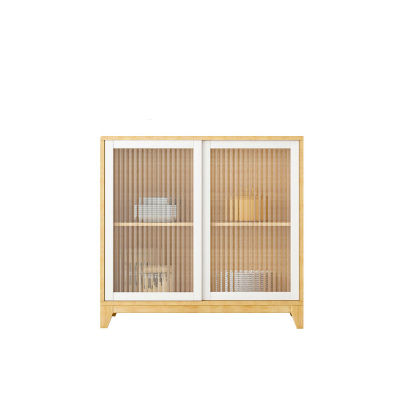 Modern Credenza Engineered Wood Sideboard Table with Sliding Glass Door White Clearhalo 'buffet_sideboard' 'Buffets & Sideboards' 'furn' 'furn_buffet_sideboard' 'Furniture' 'Kitchen & Dining Furniture' 6087449