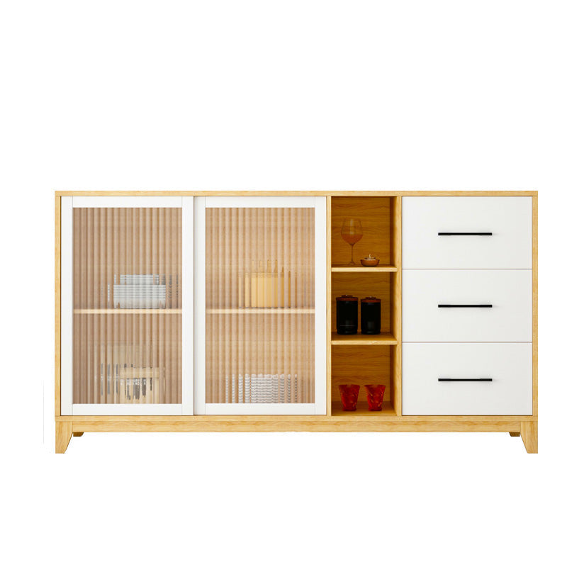Modern Credenza Engineered Wood Sideboard Table with Sliding Glass Door 71"L x 16"W x 38"H White Clearhalo 'buffet_sideboard' 'Buffets & Sideboards' 'furn' 'furn_buffet_sideboard' 'Furniture' 'Kitchen & Dining Furniture' 6087452