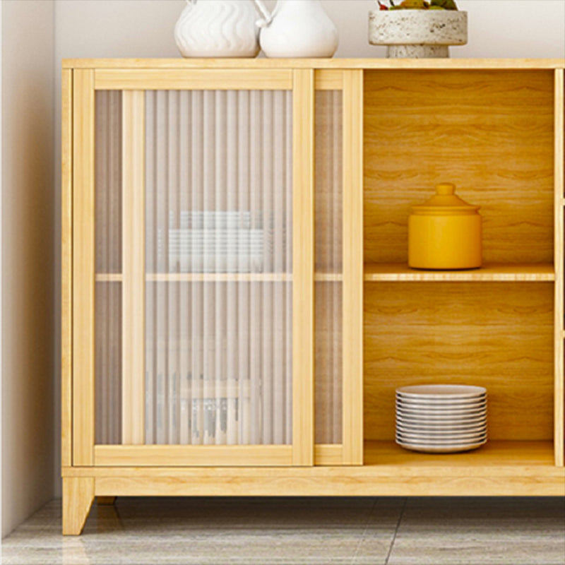 Modern Credenza Engineered Wood Sideboard Table with Sliding Glass Door Clearhalo 'buffet_sideboard' 'Buffets & Sideboards' 'furn' 'furn_buffet_sideboard' 'Furniture' 'Kitchen & Dining Furniture' 6087454