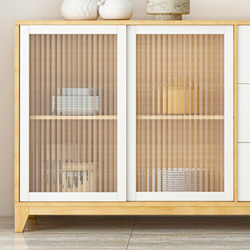 Modern Credenza Engineered Wood Sideboard Table with Sliding Glass Door Clearhalo 'buffet_sideboard' 'Buffets & Sideboards' 'furn' 'furn_buffet_sideboard' 'Furniture' 'Kitchen & Dining Furniture' 6087456