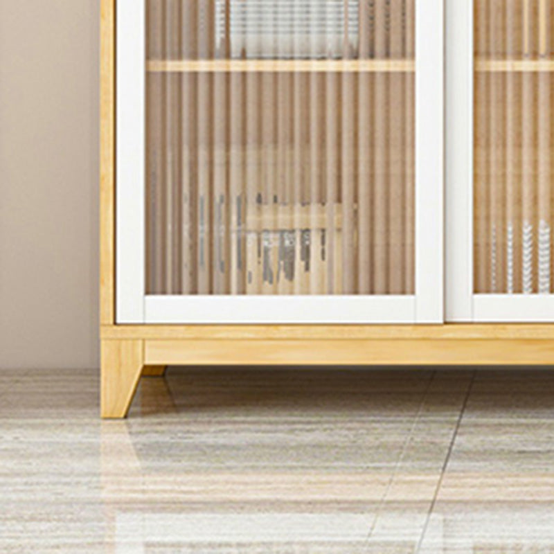 Modern Credenza Engineered Wood Sideboard Table with Sliding Glass Door Clearhalo 'buffet_sideboard' 'Buffets & Sideboards' 'furn' 'furn_buffet_sideboard' 'Furniture' 'Kitchen & Dining Furniture' 6087457