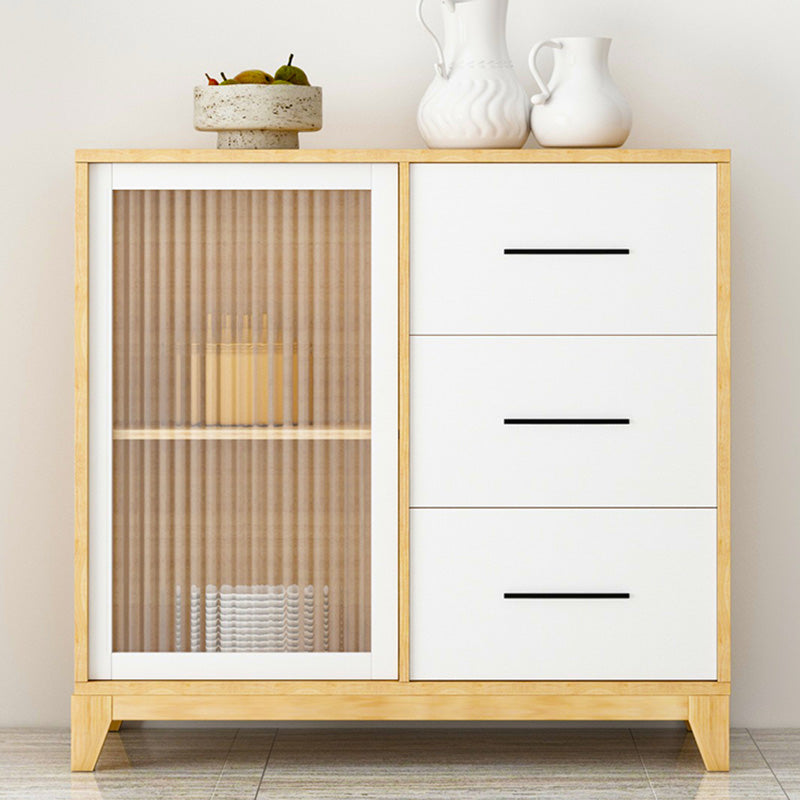 Modern Credenza Engineered Wood Sideboard Table with Sliding Glass Door Clearhalo 'buffet_sideboard' 'Buffets & Sideboards' 'furn' 'furn_buffet_sideboard' 'Furniture' 'Kitchen & Dining Furniture' 6087460
