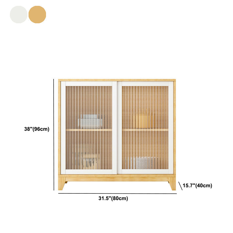 Modern Credenza Engineered Wood Sideboard Table with Sliding Glass Door Clearhalo 'buffet_sideboard' 'Buffets & Sideboards' 'furn' 'furn_buffet_sideboard' 'Furniture' 'Kitchen & Dining Furniture' 6087461