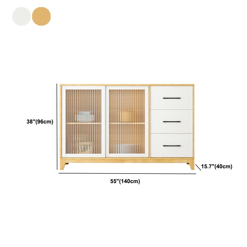Modern Credenza Engineered Wood Sideboard Table with Sliding Glass Door Clearhalo 'buffet_sideboard' 'Buffets & Sideboards' 'furn' 'furn_buffet_sideboard' 'Furniture' 'Kitchen & Dining Furniture' 6087464