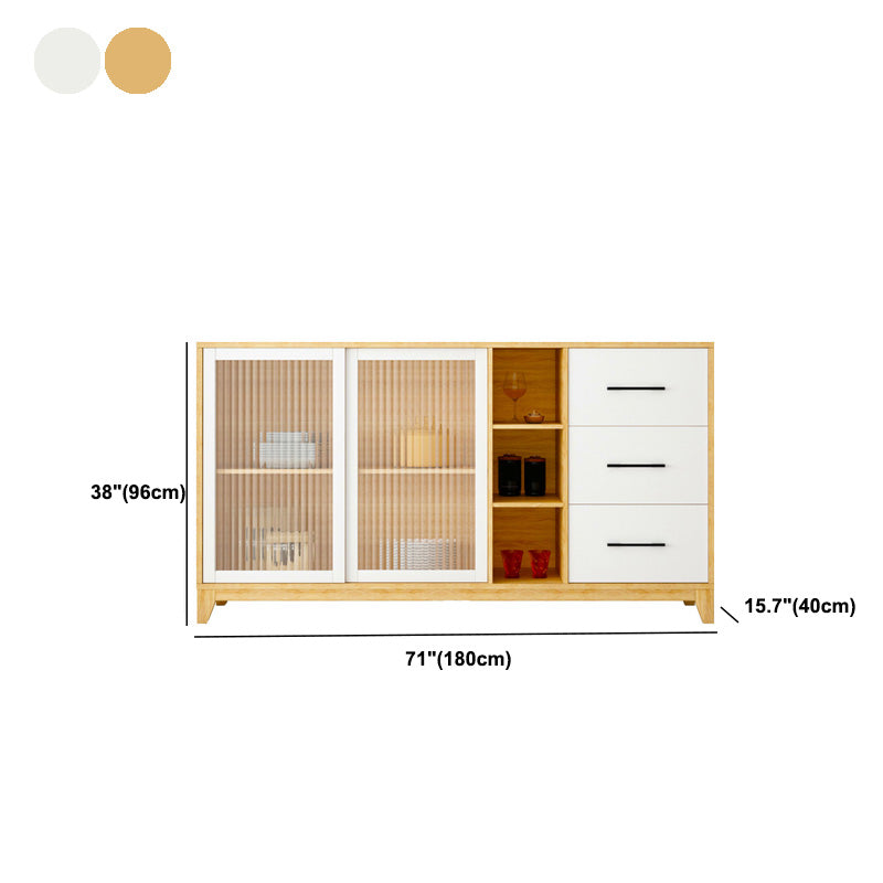 Modern Credenza Engineered Wood Sideboard Table with Sliding Glass Door Clearhalo 'buffet_sideboard' 'Buffets & Sideboards' 'furn' 'furn_buffet_sideboard' 'Furniture' 'Kitchen & Dining Furniture' 6087466