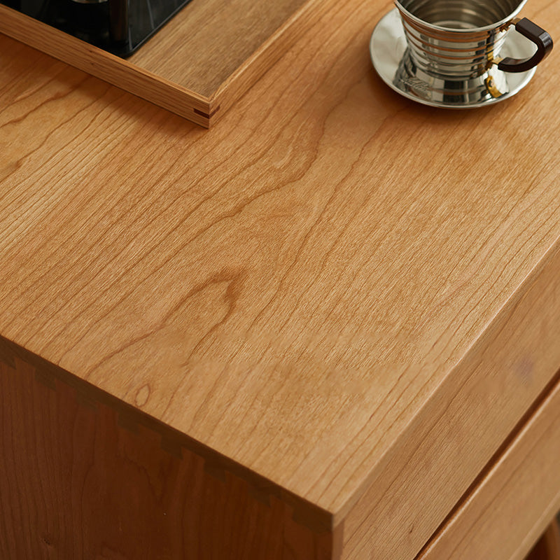 Tavolo di sideboard in legno massiccio mensole regolabili naturali credenza con porta di vetro