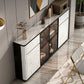 Glam Buffet Sideboard Glass with LED Lights Doors Dining Buffet for Living Room