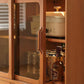 Credenza naturale a 2 tradri di legno moderna Credenza naturale con porta di vetro