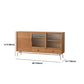 Credenza naturale a 2 tradri di legno moderna Credenza naturale con porta di vetro