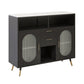 Sintered Stone Sideboard Table 2-drawer Dining Server with Metal Legs