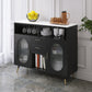 Sintered Stone Sideboard Table 2-drawer Dining Server with Metal Legs