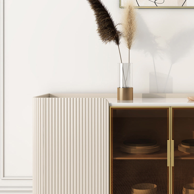 White Glam Buffet Sideboard Cabinets Dining Buffet for Living Room