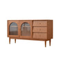 Modern 15.7"W Sideboard 3-drawer Solid Wood Credenza with Glass Door