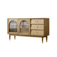Modern 15.7"W Sideboard 3-drawer Solid Wood Credenza with Glass Door