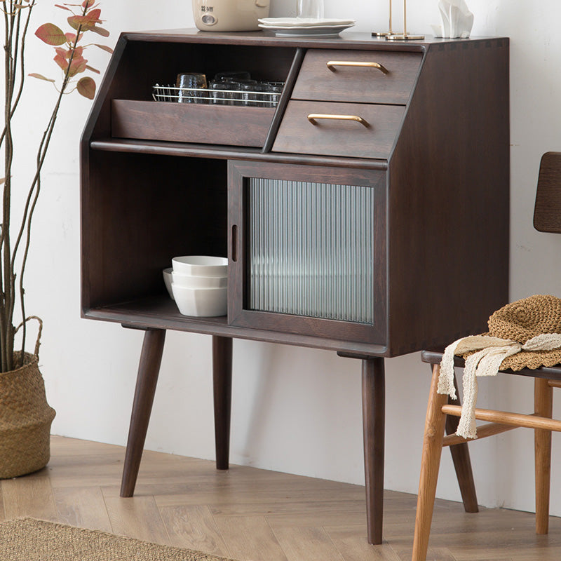 16.5 "w√ó38.6" hサイドボードアンティーク仕上げガラスドア付き木製ダイニングサーバー