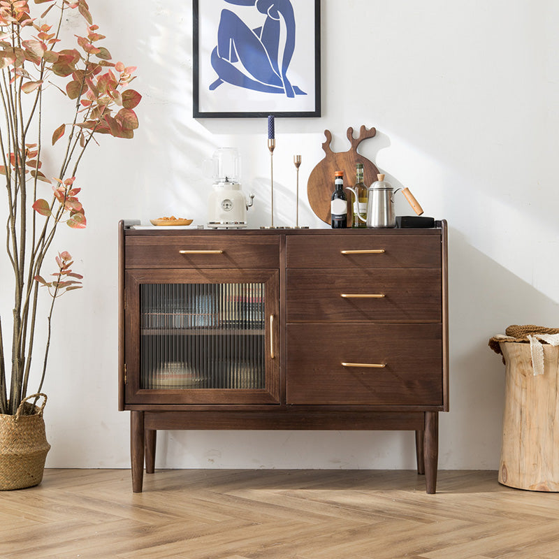 Pin Slonge à restauration en bois massif du buffet 4-Drawer avec étagères réglables