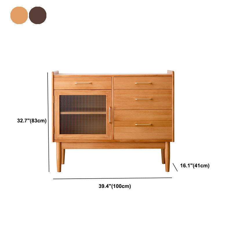 Pin Slonge à restauration en bois massif du buffet 4-Drawer avec étagères réglables