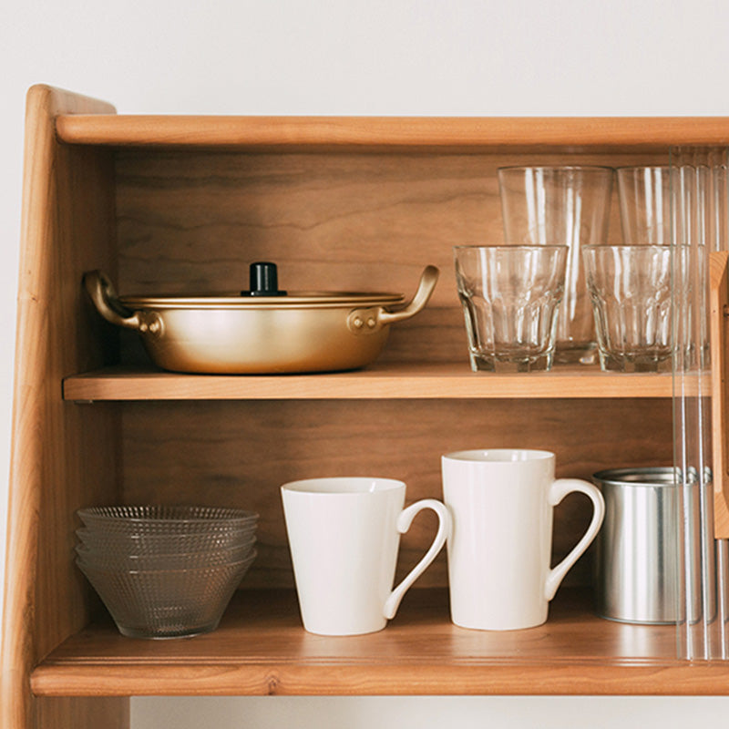 16.1"W Cherry Wood Sideboard Cabinet 4-drawer Natural Side Board with Sliding Door Clearhalo 'buffet_sideboard' 'Buffets & Sideboards' 'furn' 'furn_buffet_sideboard' 'Furniture' 'Kitchen & Dining Furniture' 6087674