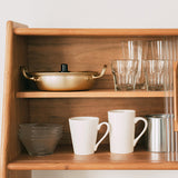 16.1"W Cherry Wood Sideboard Cabinet 4-drawer Natural Side Board with Sliding Door Clearhalo 'buffet_sideboard' 'Buffets & Sideboards' 'furn' 'furn_buffet_sideboard' 'Furniture' 'Kitchen & Dining Furniture' 6087674