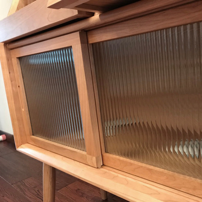 16.5"W√ó38.6"H Sliding Door Dining Server Modern Solid Wood Sideboard Table with 2-drawer Clearhalo 'buffet_sideboard' 'Buffets & Sideboards' 'furn' 'furn_buffet_sideboard' 'Furniture' 'Kitchen & Dining Furniture' 6087690