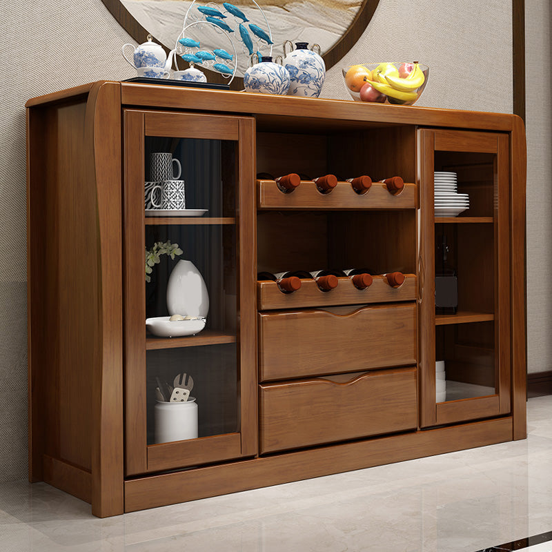Modern Sideboard Buffet Glass Doors Buffet Table with 2-Drawer and 2-Door,17" W X 35" H Clearhalo 'buffet_sideboard' 'Buffets & Sideboards' 'furn' 'furn_buffet_sideboard' 'Furniture' 'Kitchen & Dining Furniture' 6087762