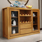 Modern Sideboard Buffet Glass Doors Buffet Table with 2-Drawer and 2-Door,17" W X 35" H Natural Clearhalo 'buffet_sideboard' 'Buffets & Sideboards' 'furn' 'furn_buffet_sideboard' 'Furniture' 'Kitchen & Dining Furniture' 6087763