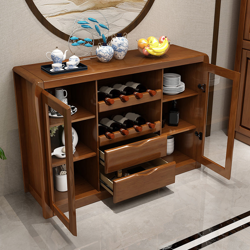 Modern Sideboard Buffet Glass Doors Buffet Table with 2-Drawer and 2-Door,17" W X 35" H Clearhalo 'buffet_sideboard' 'Buffets & Sideboards' 'furn' 'furn_buffet_sideboard' 'Furniture' 'Kitchen & Dining Furniture' 6087765