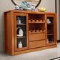 Modern Sideboard Buffet Glass Doors Buffet Table with 2-Drawer and 2-Door,17" W X 35" H Brown Clearhalo 'buffet_sideboard' 'Buffets & Sideboards' 'furn' 'furn_buffet_sideboard' 'Furniture' 'Kitchen & Dining Furniture' 6087766