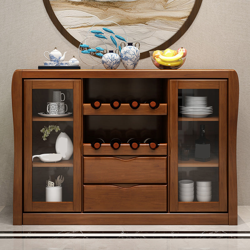 Modern Sideboard Buffet Glass Doors Buffet Table with 2-Drawer and 2-Door,17" W X 35" H Clearhalo 'buffet_sideboard' 'Buffets & Sideboards' 'furn' 'furn_buffet_sideboard' 'Furniture' 'Kitchen & Dining Furniture' 6087767