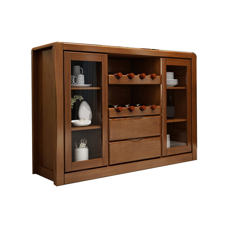 Modern Sideboard Buffet Glass Doors Buffet Table with 2-Drawer and 2-Door,17" W X 35" H Clearhalo 'buffet_sideboard' 'Buffets & Sideboards' 'furn' 'furn_buffet_sideboard' 'Furniture' 'Kitchen & Dining Furniture' 6087769