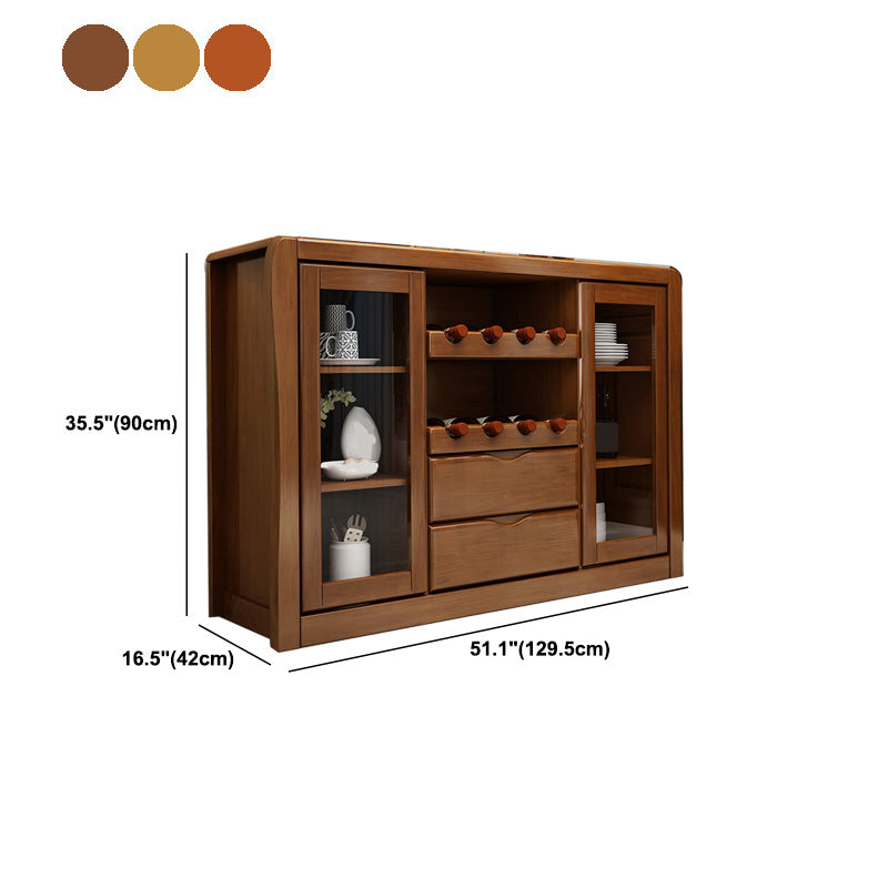 Modern Sideboard Buffet Glass Doors Buffet Table with 2-Drawer and 2-Door,17" W X 35" H Clearhalo 'buffet_sideboard' 'Buffets & Sideboards' 'furn' 'furn_buffet_sideboard' 'Furniture' 'Kitchen & Dining Furniture' 6087775