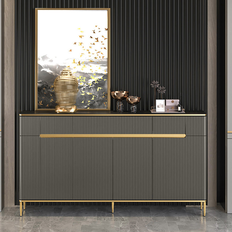 Glam Dark Gray Credenza Sintered Stone Top Sideboard Cabinet for Dining Room Clearhalo 'buffet_sideboard' 'Buffets & Sideboards' 'furn' 'furn_buffet_sideboard' 'Furniture' 'Kitchen & Dining Furniture' 6087829