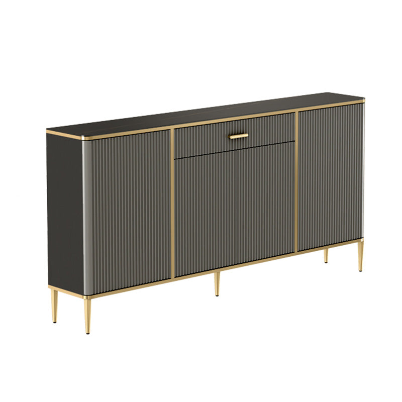 Glam Dark Gray Credenza Sintered Stone Top Sideboard Cabinet for Dining Room 70"L x 10"W x 31"H Black Clearhalo 'buffet_sideboard' 'Buffets & Sideboards' 'furn' 'furn_buffet_sideboard' 'Furniture' 'Kitchen & Dining Furniture' 6087838